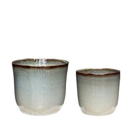 Hübsch Pot Ceramic Beige/Light Blue