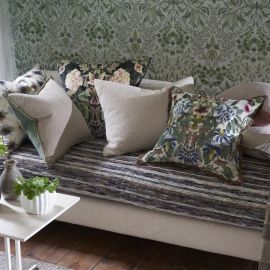 Designers Guild Cushion Ikebana Damask Graphite Velvet