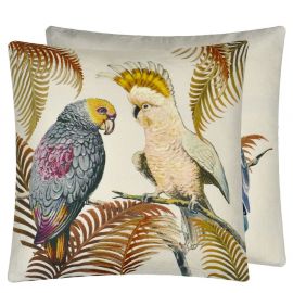 John Derian Cushion Parrot & Palm Parchment