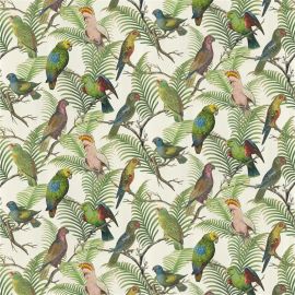 John Derian Fabric Parrot And Palm Azure