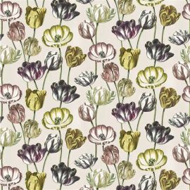 John Derian Fabric Variegated Tulips Buttermilk
