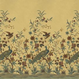 John Derian Wallpaper Peacock Toile Sepia Scene 1