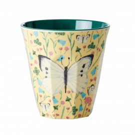Rice Melamine Cup Two Tone Butterfly Yellow