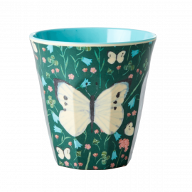 Rice Melamine Cup Two Tone Butterfly Green