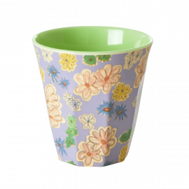 Rice Melamine Cup Two Tone Flower Painting