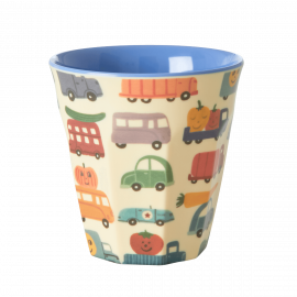 Rice Melamine Cup Two Tone Happy Cars