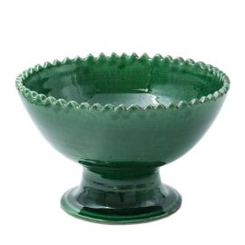 Moroccan Green Zigzag Bowl Pedestal