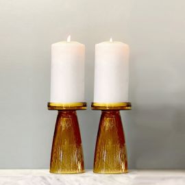 Nel Lusso Candle Holder Set Ripple Amber