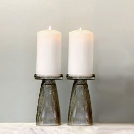 Nel Lusso Candle Holder Set Ripple Charcoal