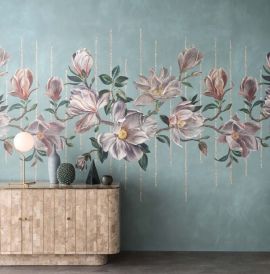 Osborne & Little Wallpaper Magnolia Frieze Aqua