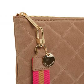 Arlington Milne Paige Clutch Quilted Fawn Suede