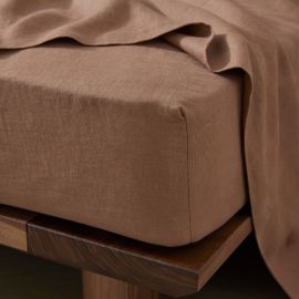 Weave Ravello Linen Fitted Sheet Biscuit