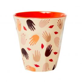 Rice Melamine Cup Two Tone Hands & Kisses