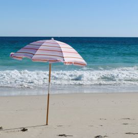 Sunnylife Beach Umbrella Summer Stripe Strawberry Sorbet