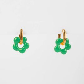 Stella+Gemma Earring Gold Hoop Resin Flower Emerald