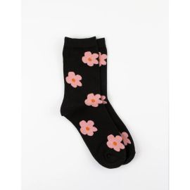 Stella+Gemma Socks Black With Pink Flowers