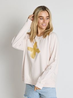 Stella+Gemma Sweater Blush Brushstroke Gold Cross