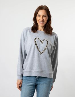Stella+Gemma Sweater Grey Leopard Heart