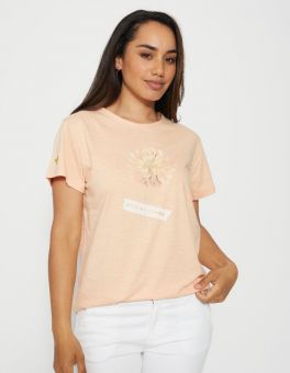 Stella+Gemma T Shirt Apricot Pressed Flower