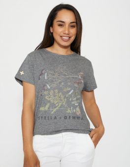Stella+Gemma T Shirt Dark Grey Pressed Flowers