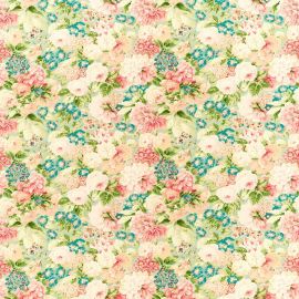 Sanderson Fabric Rose And Peony Sage/Coral