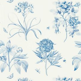 Sanderson Wallpaper Etchings & Roses China Blue