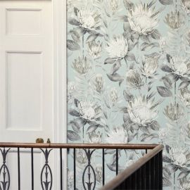 Sanderson Wallpaper King Protea Aqua/Linen