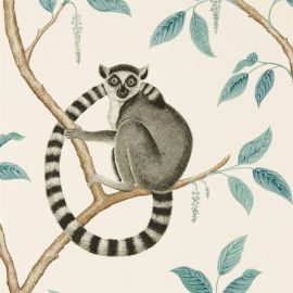 Sanderson Wallpaper Ringtailed Lemur Stone/Eucalyptus