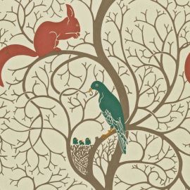 Sanderson Wallpaper Squirrel & Dove Teal/Red