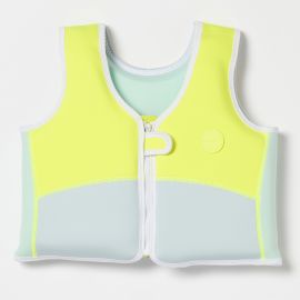 Sunnylife Kids Swim Vest Salty The Shark Aqua Neon Yellow