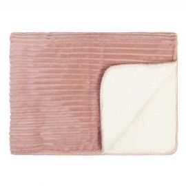 L&M Throw Sherpa Cord Misty Rose