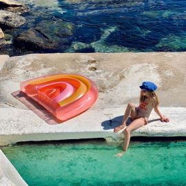 Sunnylife Inflatable Float Away Lie On Rainbow Peachy Pink