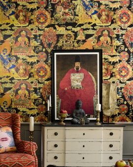 Mind The Gap Wallpaper Tibetan Tapestry Metallic