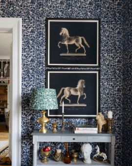 Mind The Gap Wallpaper Royal Hunting Navy Blue