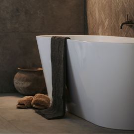 Baksana Towels Lisbon Double Bath Mat Slate