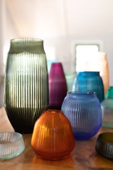 Brian Tunks Cut Glass Vase Conical Mini Blood Orange 