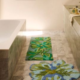 Bonnie And Neil Bath Mat Long Dutch Floral Green