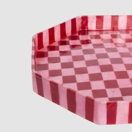 Vixen & Velvet Checker Cake Stand Red & Pink