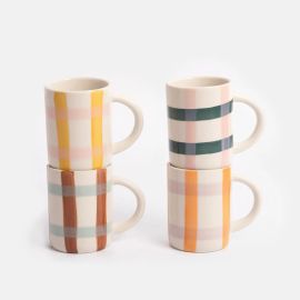 Caroline Gardner Espresso Mug Set of 4 Multi-Check