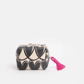 Caroline Gardner Cosmetic Bag Ultra Mini Mono Looped Hearts