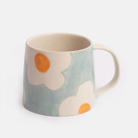 Caroline Gardner Ceramic Mug Flower Blue/Orange