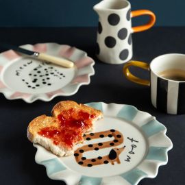 Caroline Gardner Ceramic Plate Woof Sausage Dog
