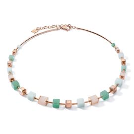 COEUR de LION Necklace GeoCube Soft Pink & Green Aventurine