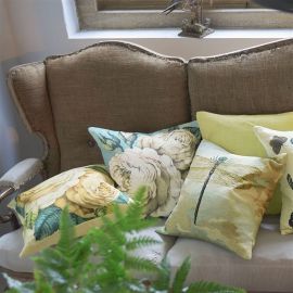 John Derian Cushion Dragonfly Over Clouds Sky Blue