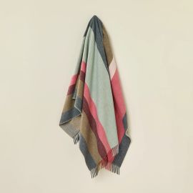 Exquisite Wool Traders Wool Throw Block Stripe Pink & Green