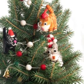 Vevoke Christmas Decoration NZ Wool Ginger Cat