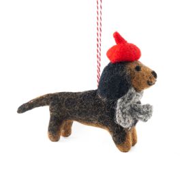 Vevoke Christmas Decoration NZ Wool Dachshund 
