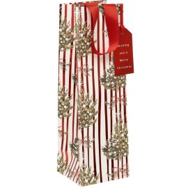 Glick Christmas Gift Bag Bottle Striped Spruce