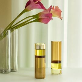 Hübsch Crystal Tea Light Holder/Vase Astro Brown Yellow