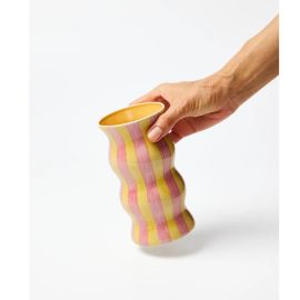 Jones&Co Vase Palma Stripe Yellow & Pink
